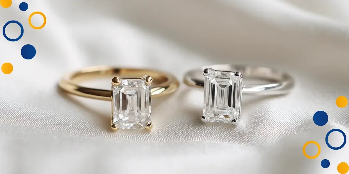 anillo oro y  plata corte esmeralda